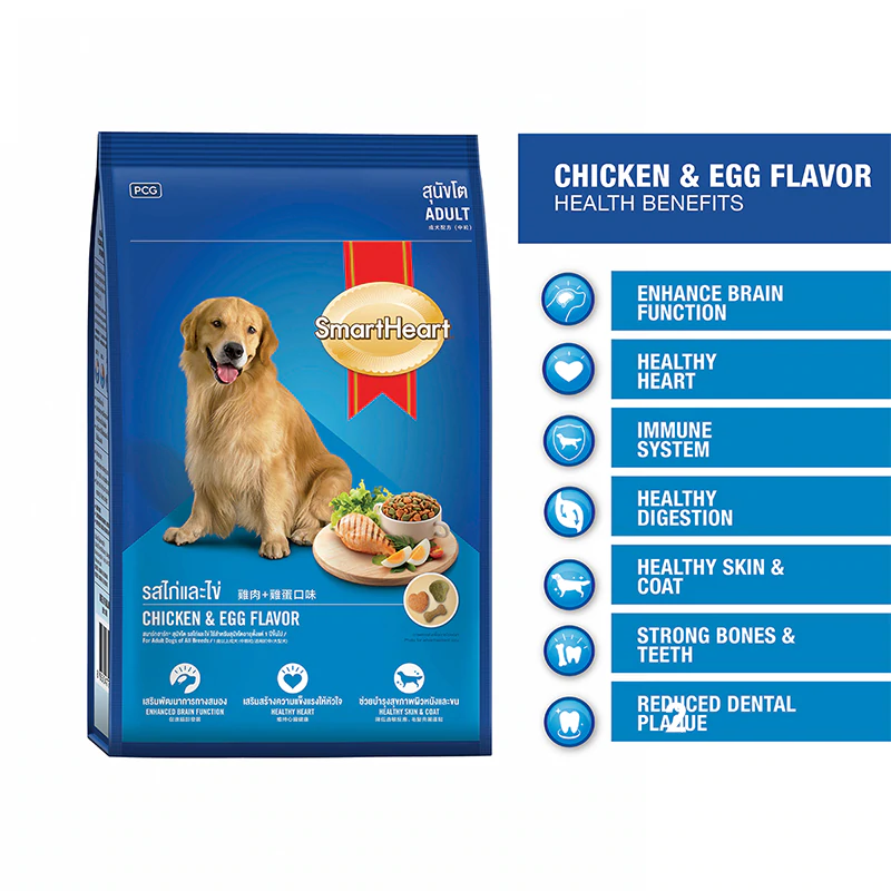 SMARTHEART Dry Adult Dog Food Chicken & Egg Flavour